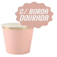 Imagem de COPO PAPEL CORACAO ROSA BORDA DOURADA C/08 UN - 01 UNIDADE